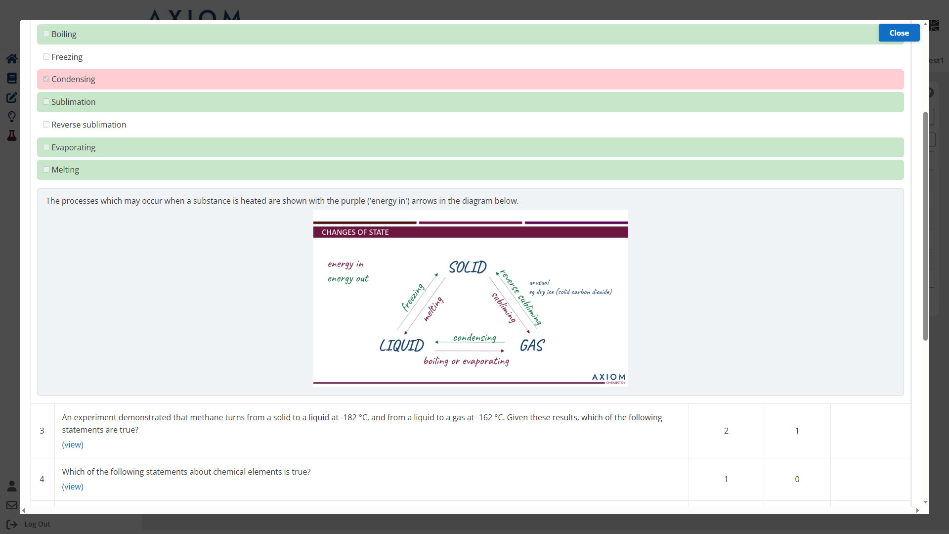 Screenshot of quiz results with explanation of correct answer