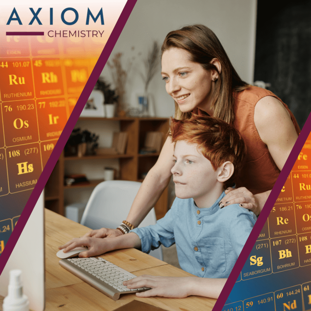 Mother and daughter studying science on a laptop
